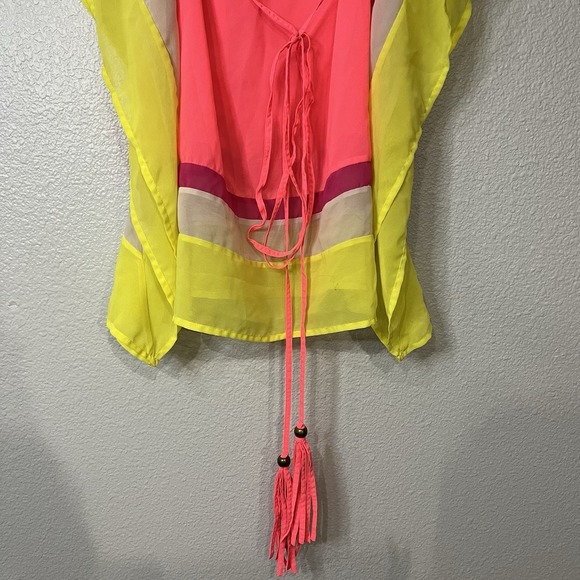Gianni Bini Swimsuit Cover Sheer Top With Tassels Size Small - Picture 2 of 5